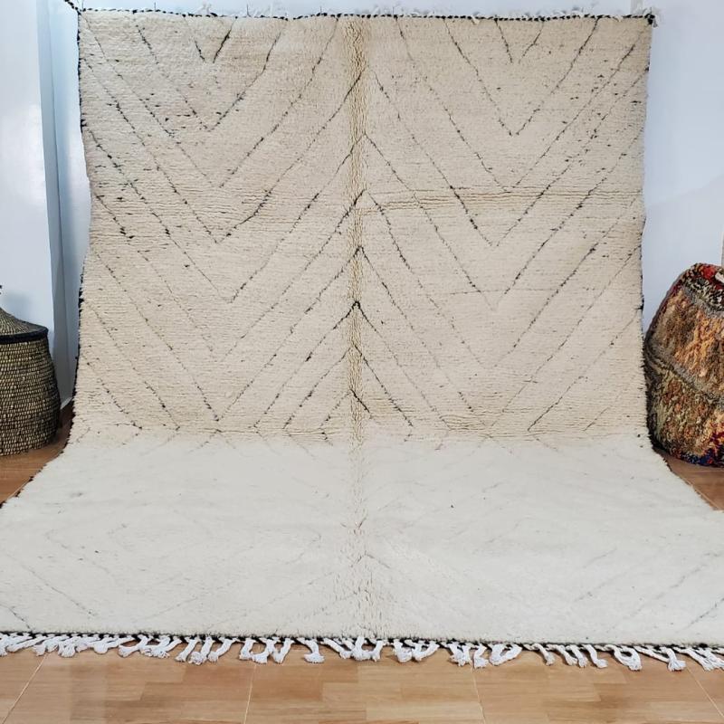 White Mahboob Marokkaans handgemaakt tapijt